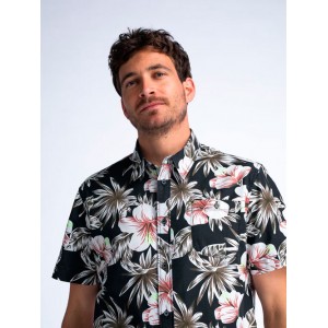 Camisa hawaian print Petrol
